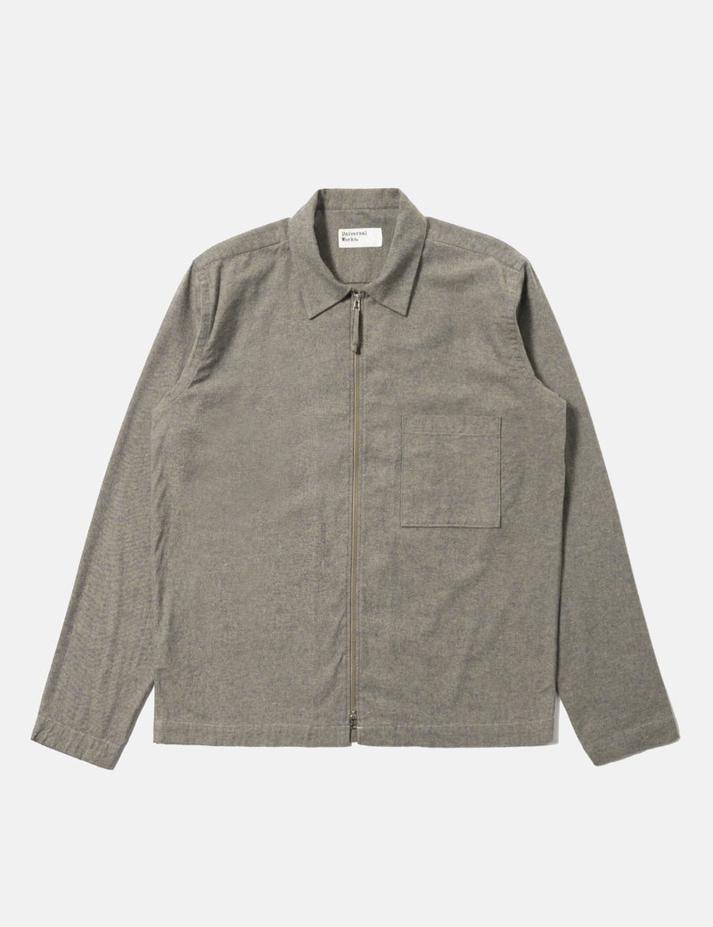 Universal Works Zip Shirt (Brushed Flannel) - Brown