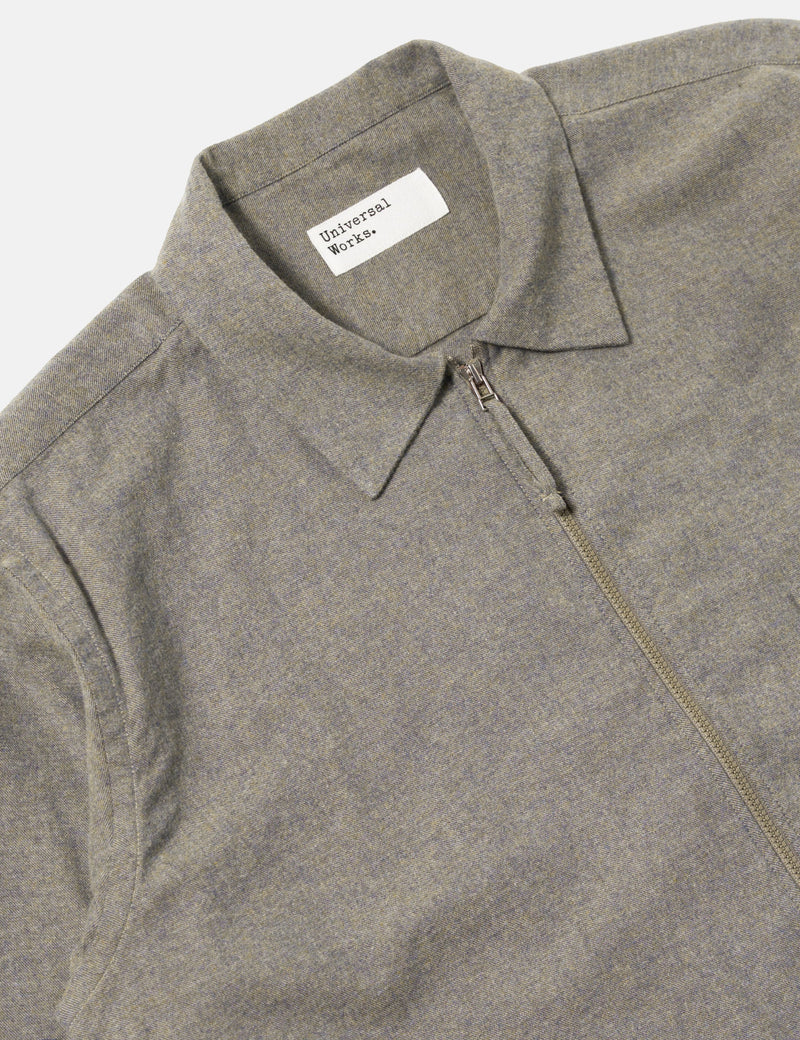 Universal Works Zip Shirt (Brushed Flannel) - Brown