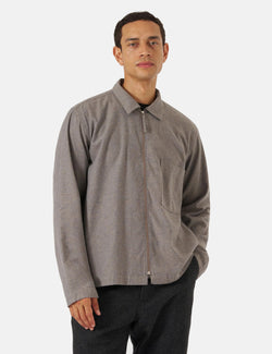 Universal Works Zip Shirt (Brushed Flannel) - Brown