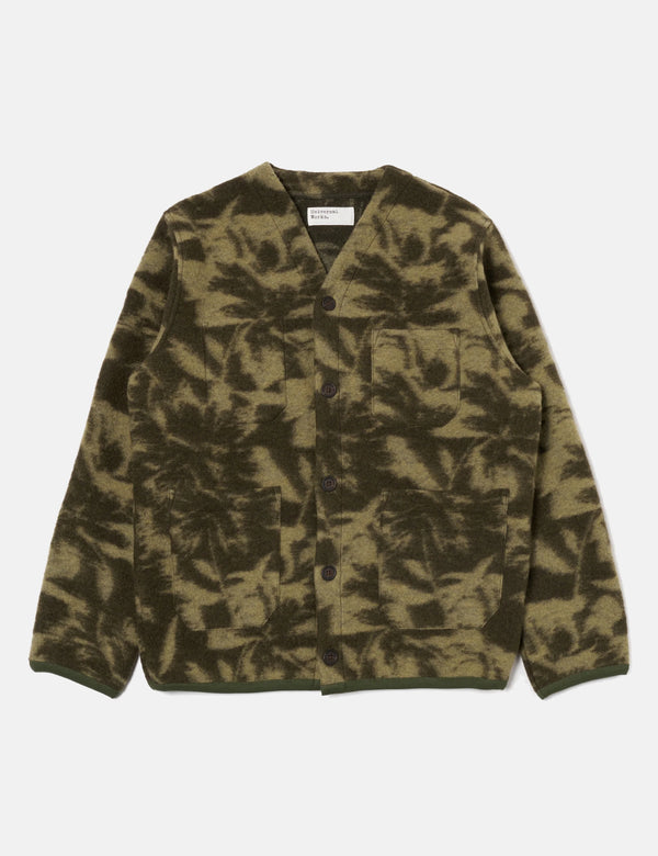 Universal Works Cardigan (Studio Fleece) - Green/Pale Green