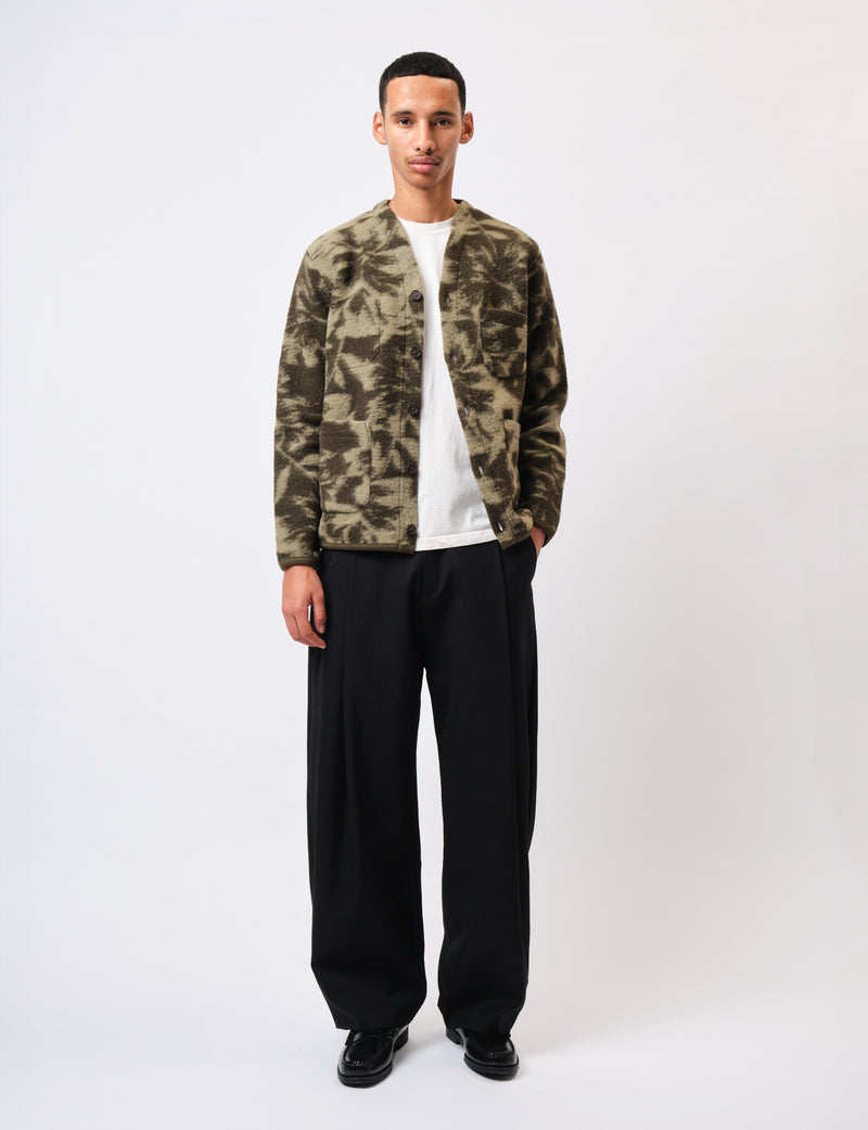 Universal Works Cardigan (Studio Fleece) - Green/Pale Green