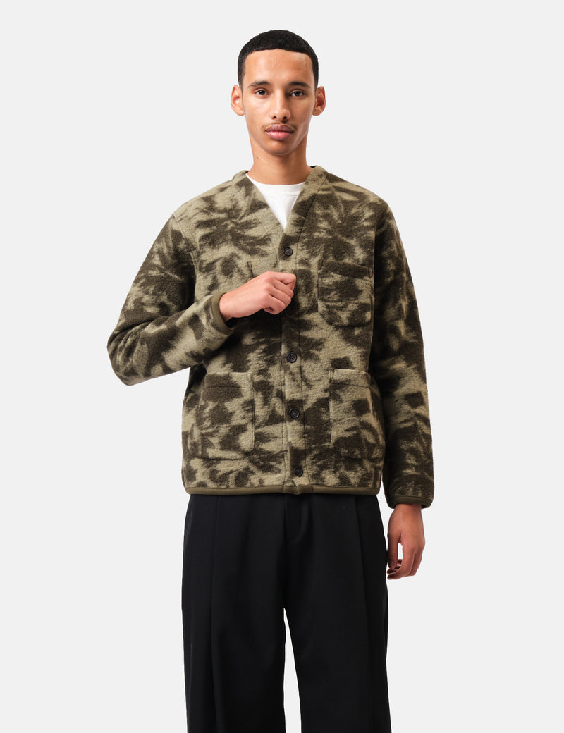 Universal Works Cardigan (Studio Fleece) - Green/Pale Green