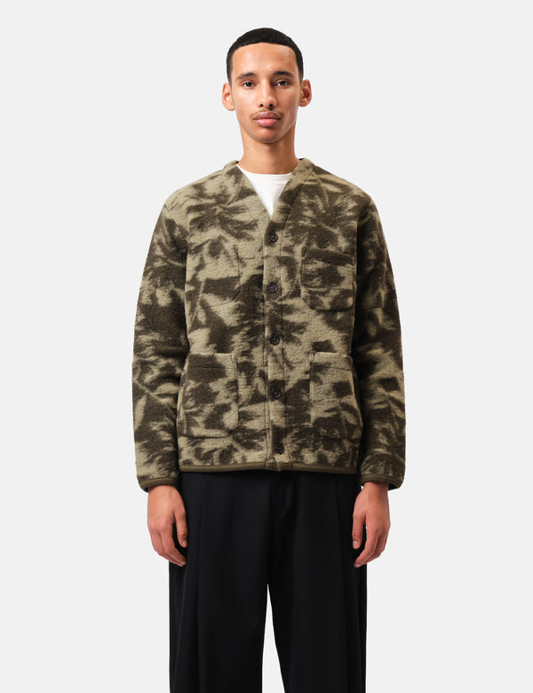 Universal Works Cardigan (Studio Fleece) - Green/Pale Green