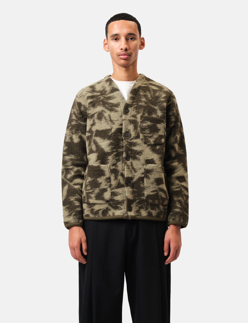 Universal Works Cardigan (Studio Fleece) - Green/Pale Green