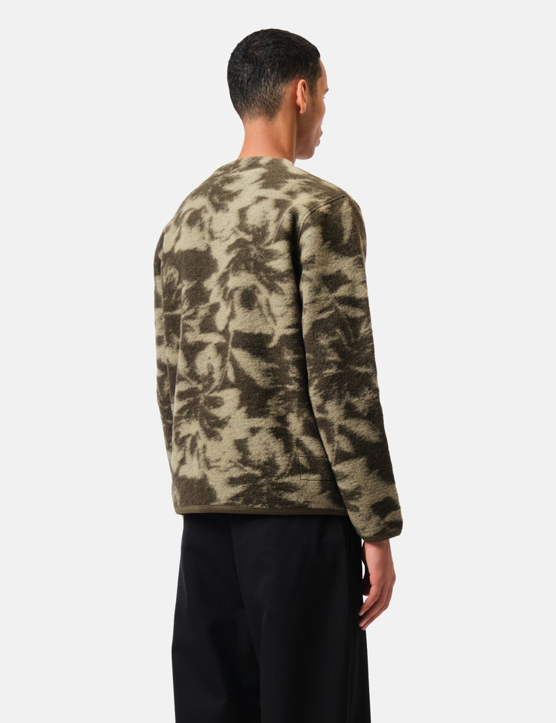 Universal Works Cardigan (Studio Fleece) - Green/Pale Green