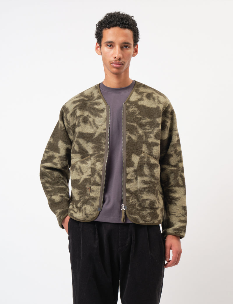 Universal Works Zip Liner Jacket (Studio Fleece) - Green/Pale Green