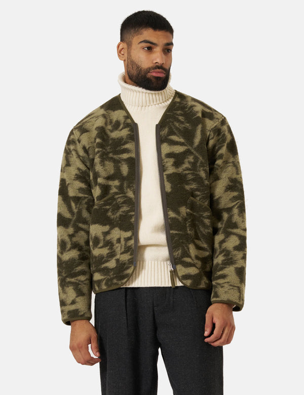 Universal Works Zip Liner Jacket (Studio Fleece) - Green/Pale Green