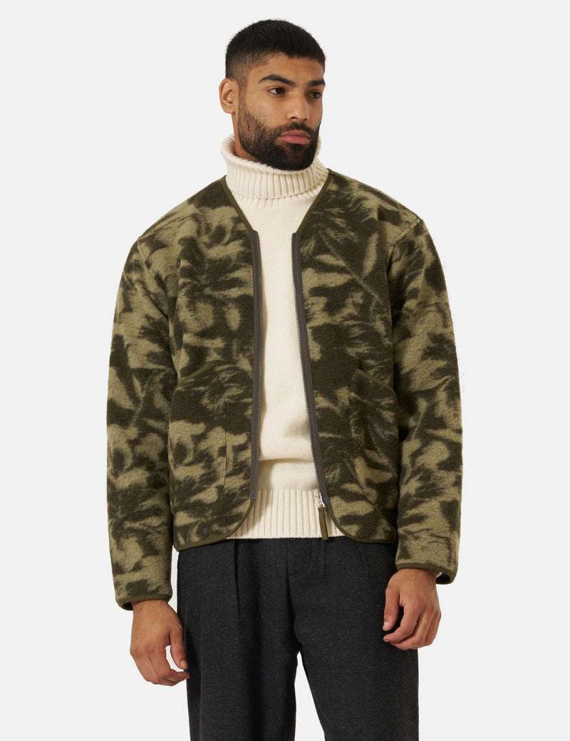 Universal Works Zip Liner Jacket (Studio Fleece) - Green/Pale Green