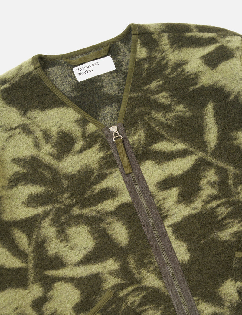Universal Works Zip Liner Jacket (Studio Fleece) - Green/Pale Green