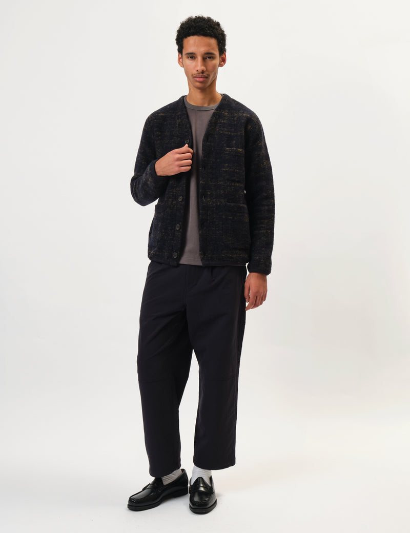 Universal Works Marble Fleece Cardigan - Navy Blue