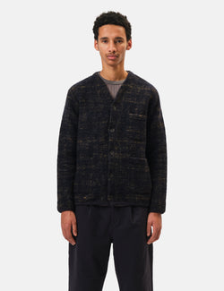 Universal Works Marble Fleece Cardigan - Navy Blue