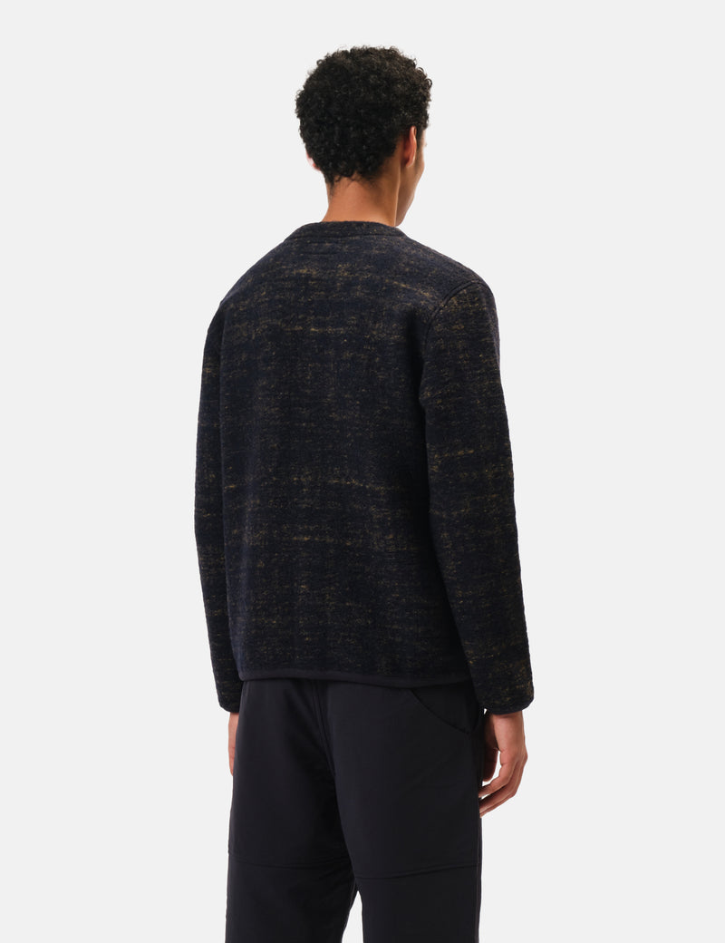 Universal Works Marble Fleece Cardigan - Navy Blue