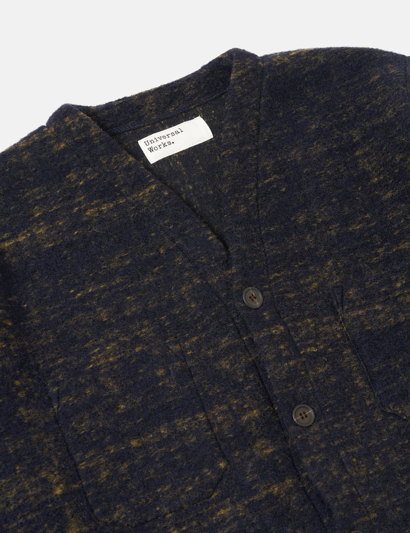 Universal Works Marble Fleece Cardigan - Navy Blue