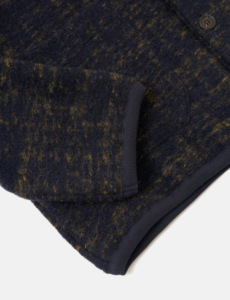 Universal Works Marble Fleece Cardigan - Navy Blue
