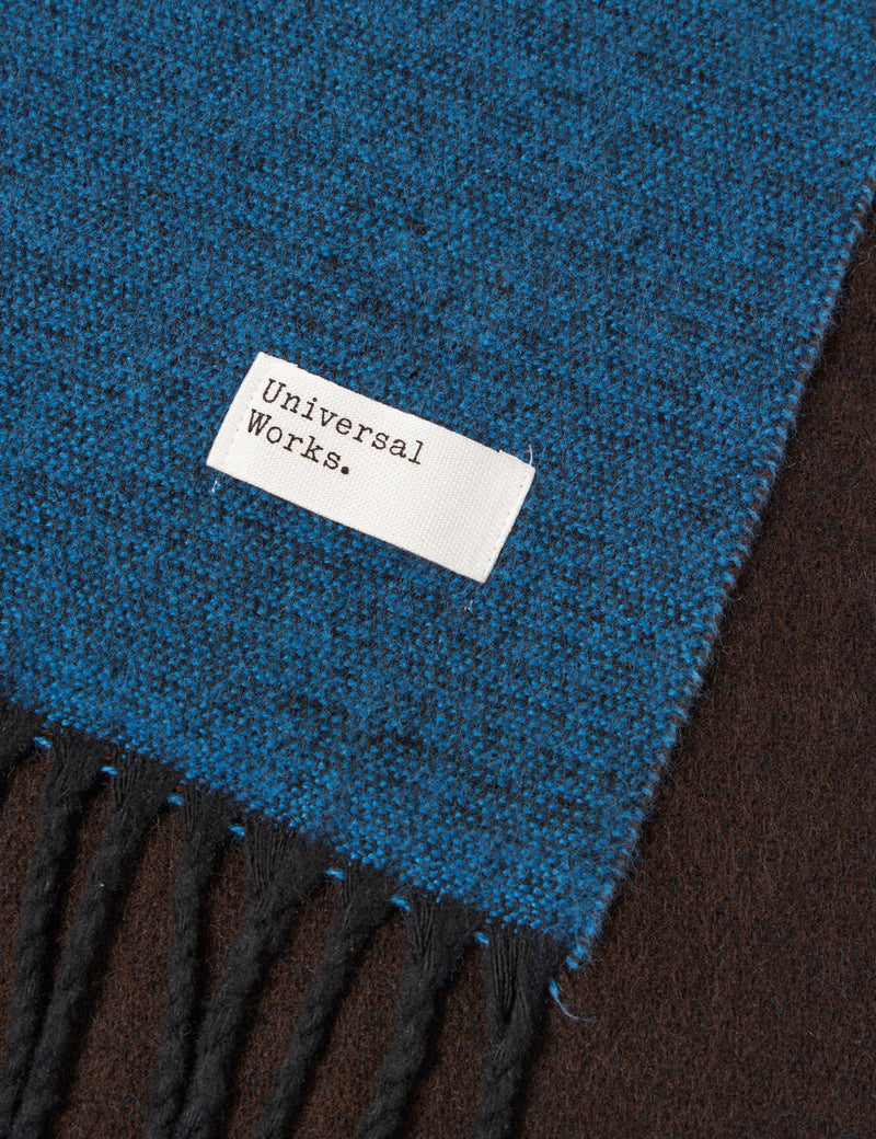 Universal Works Double Sided Scarf - Light Blue/Brown