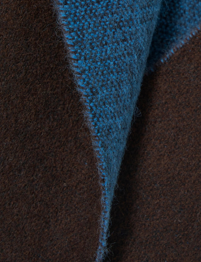 Universal Works Double Sided Scarf - Light Blue/Brown