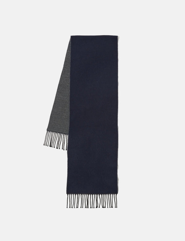 Universal Works Double Sided Scarf - Navy Blue/Mid Grey