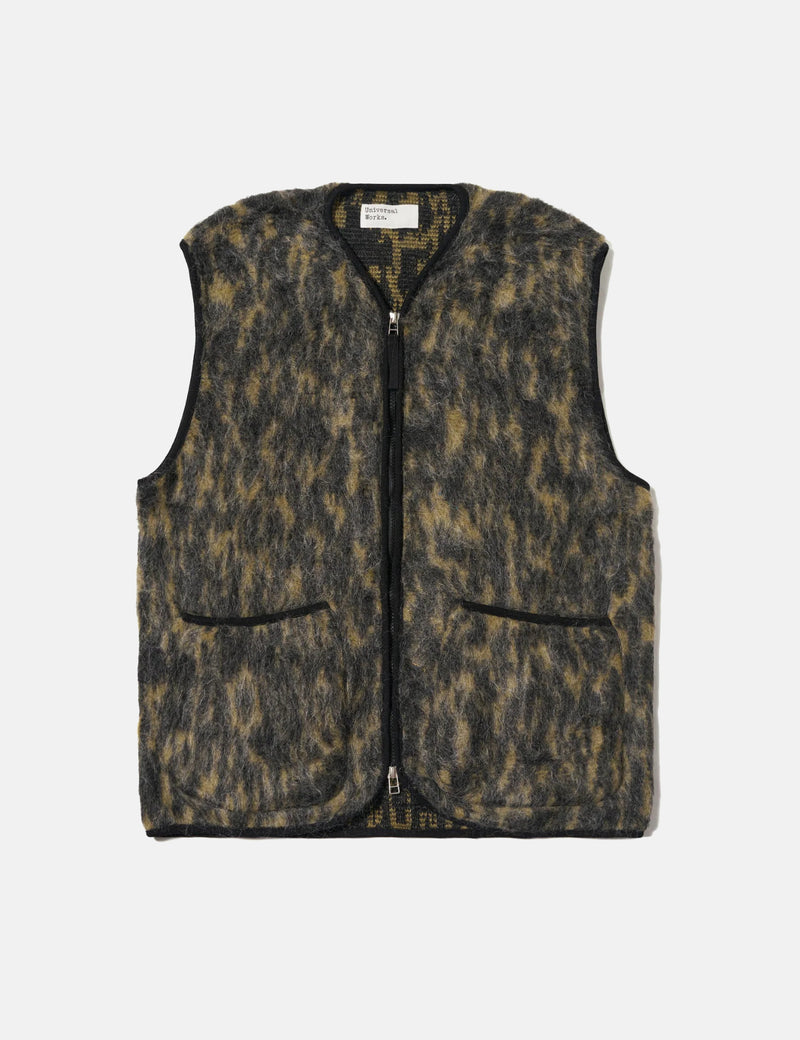 Universal Works Zip Gilet (Dolce Fleece) - Charcoal