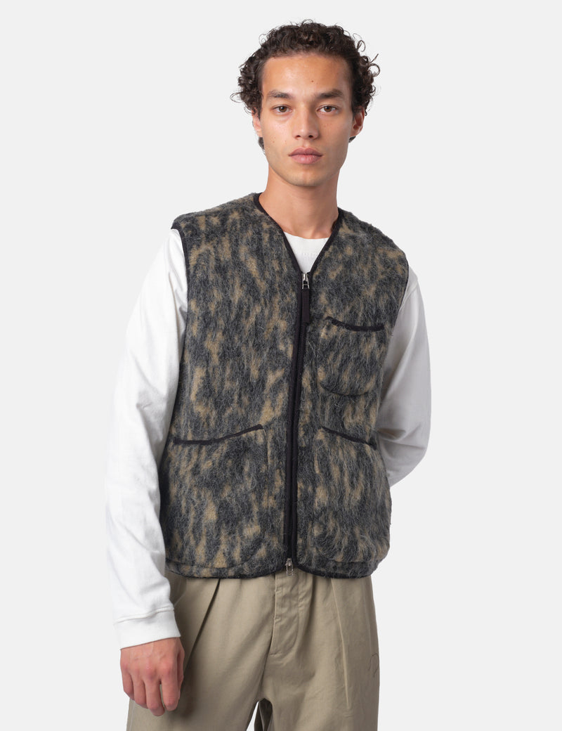 Universal Works Zip Gilet (Dolce Fleece) - Charcoal