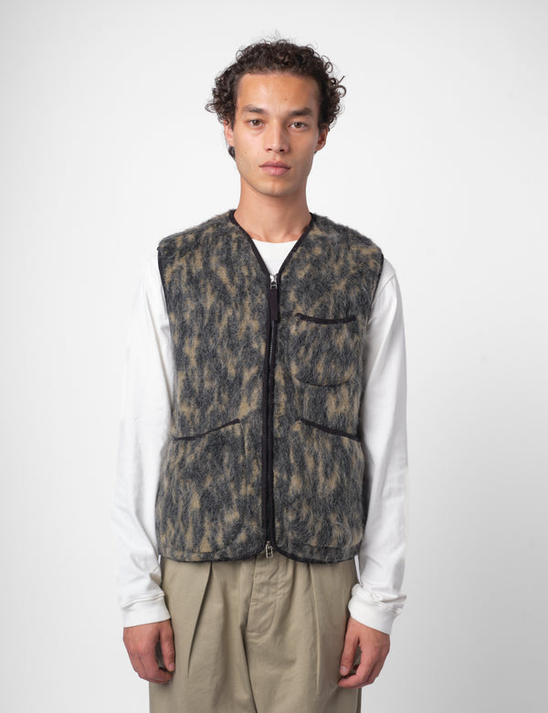Universal Works Zip Gilet (Dolce Fleece) - Charcoal