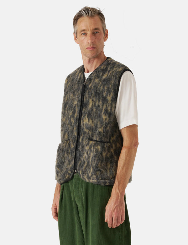 Universal Works Zip Gilet (Dolce Fleece) - Charcoal