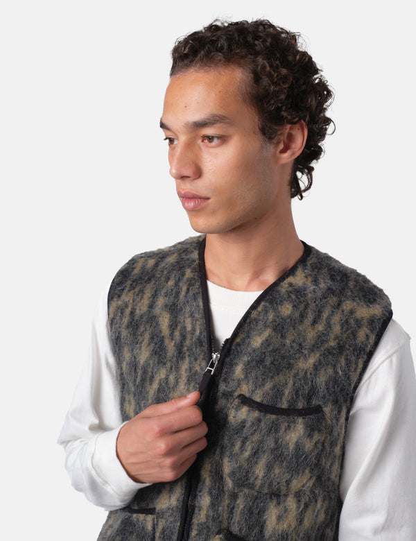 Universal Works Zip Gilet (Dolce Fleece) - Charcoal