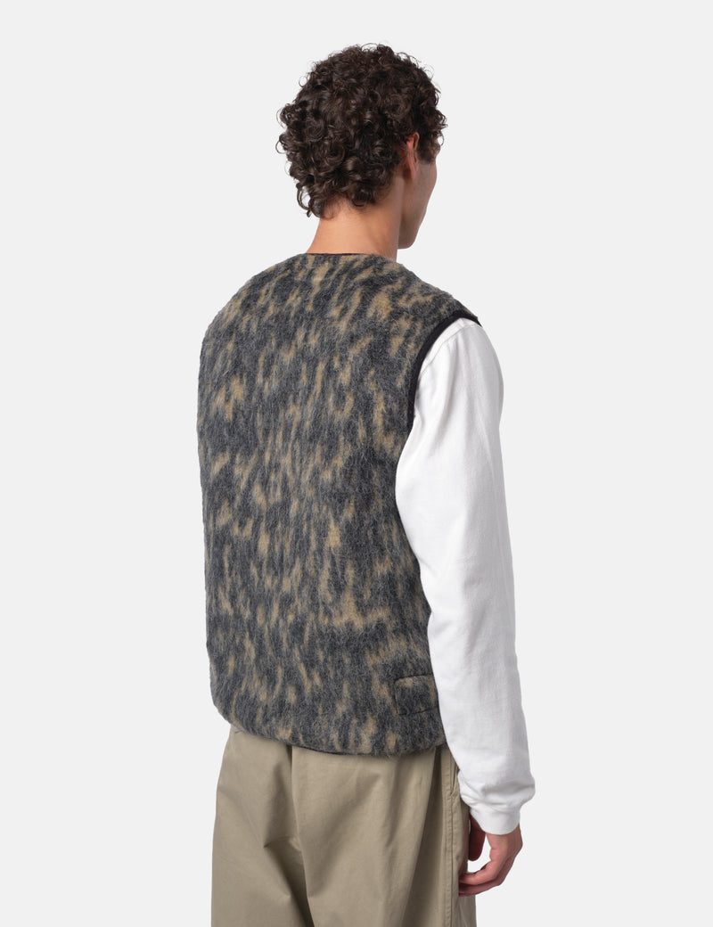 Universal Works Zip Gilet (Dolce Fleece) - Charcoal