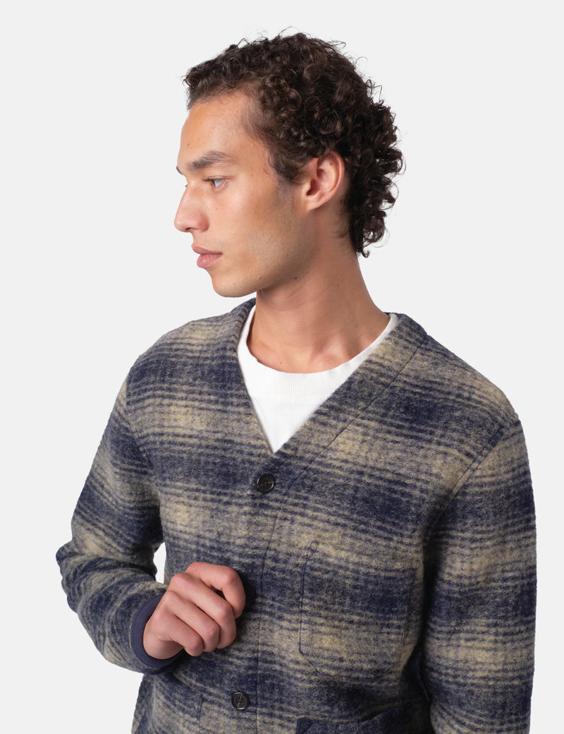 Universal Works Cardigan (Uist Fleece) - Navy Blue
