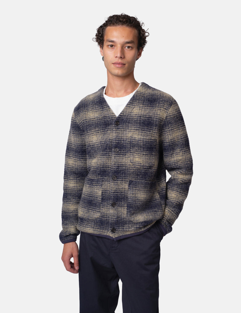 Universal Works Cardigan (Uist Fleece) - Navy Blue