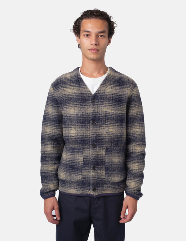 Universal Works Cardigan (Uist Fleece) - Navy Blue
