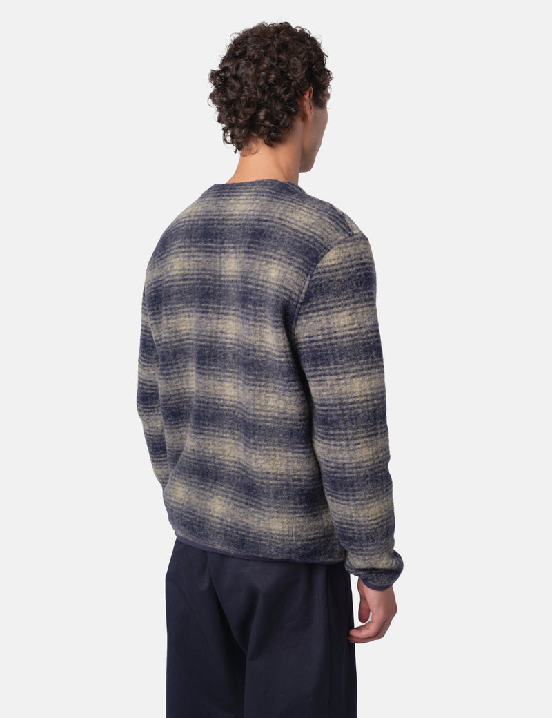 Universal Works Cardigan (Uist Fleece) - Navy Blue
