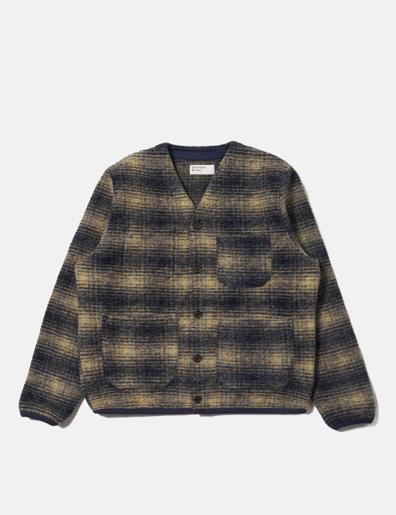 Universal Works Cardigan (Uist Fleece) - Navy Blue