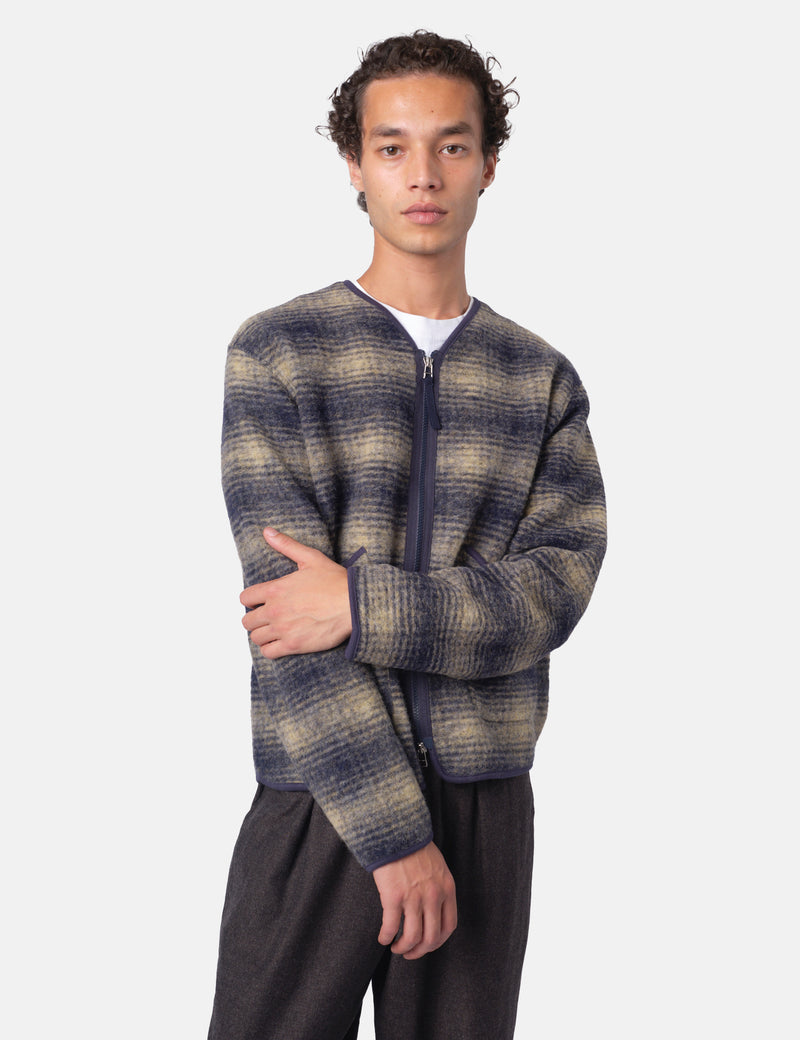 Universal Works Zip Liner Jacket (Uist Fleece) - Navy Blue