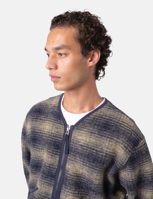 Universal Works Zip Liner Jacket (Uist Fleece) - Navy Blue