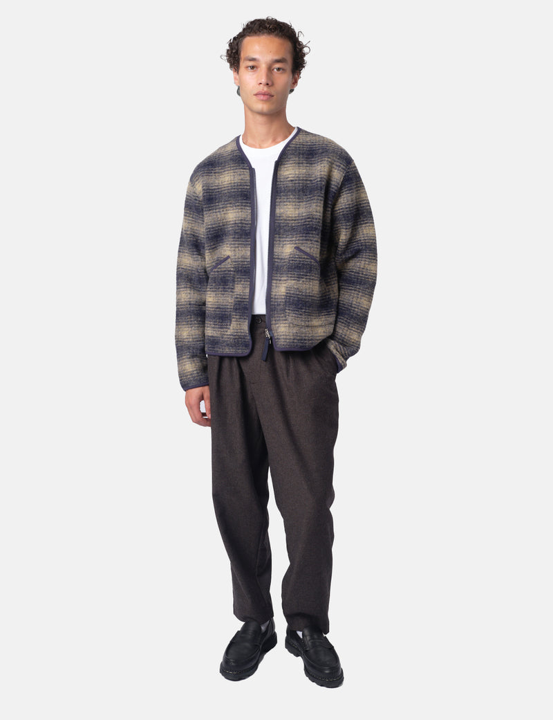 Universal Works Zip Liner Jacket (Uist Fleece) - Navy Blue