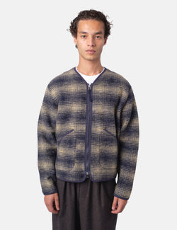 Universal Works Zip Liner Jacket (Uist Fleece) - Navy Blue