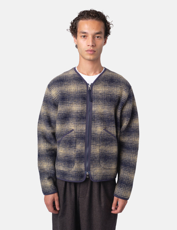 Universal Works Zip Liner Jacket (Uist Fleece) - Navy Blue