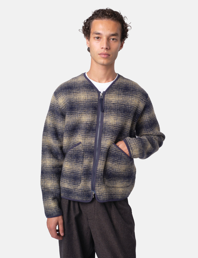 Universal Works Zip Liner Jacket (Uist Fleece) - Navy Blue