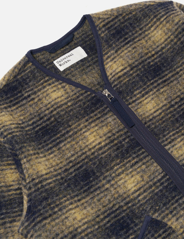 Universal Works Zip Liner Jacket (Uist Fleece) - Navy Blue