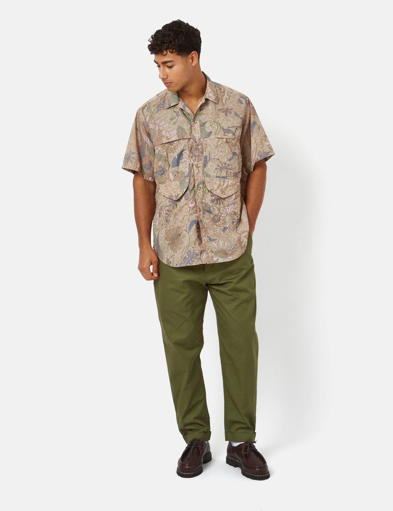 Beams Plus Adventure Shirt II (Broad Animal Print) - Beige