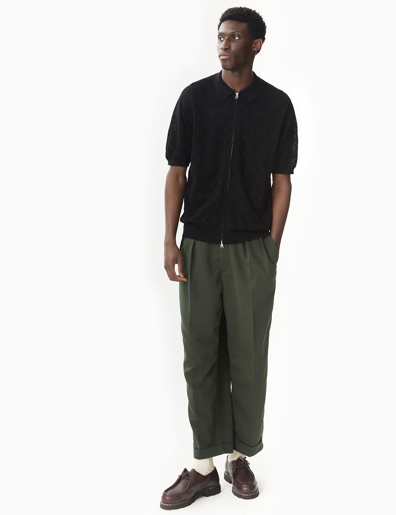 Beams Plus 2 Pleats Trousers (PE Twill) - Green