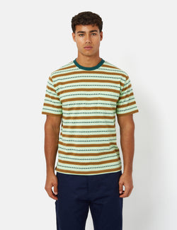 Beams Plus Pocket T-Shirt (Jacquard Stripe) - Green