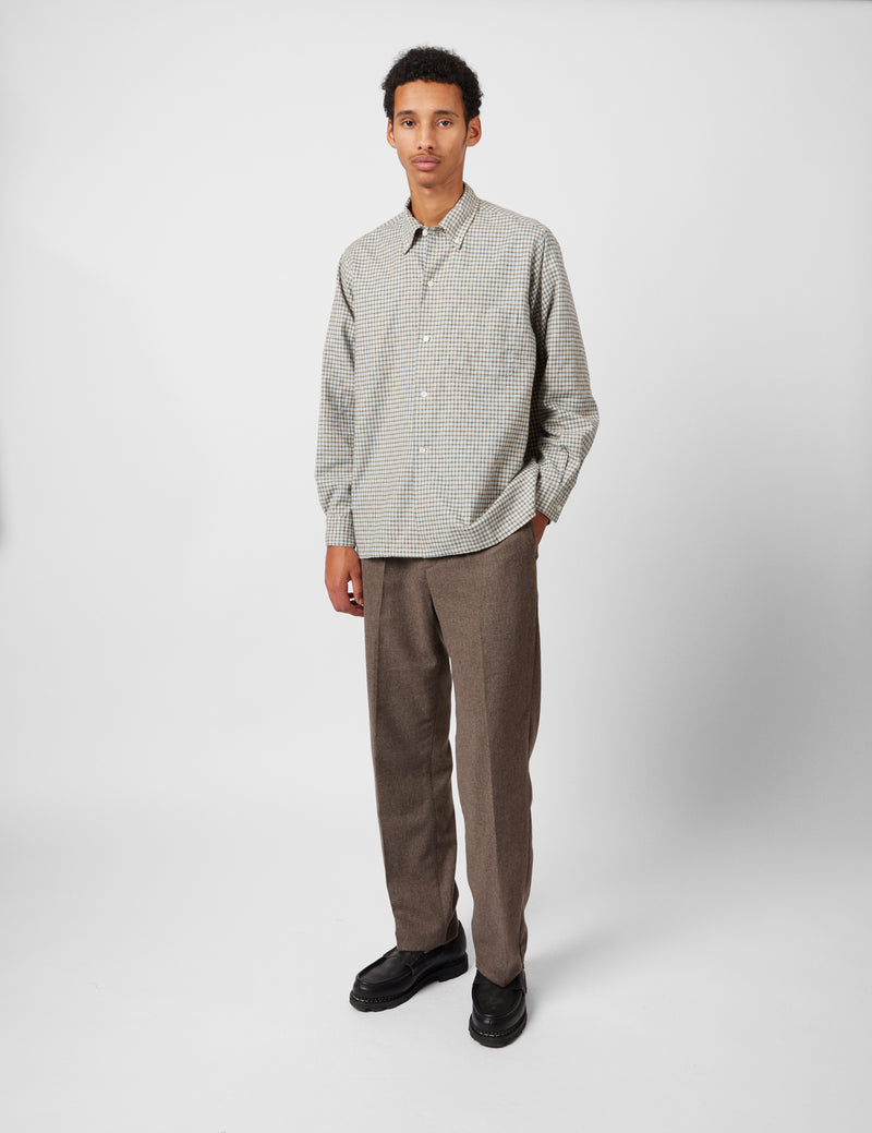 Beams Plus Open B.D. Dobby Plaid Shirt - White
