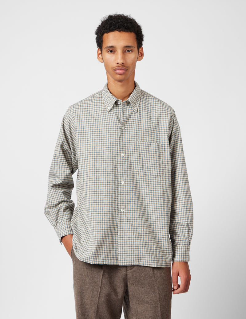 Beams Plus Open B.D. Dobby Plaid Shirt - White