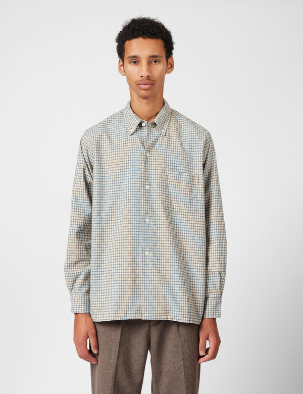 Beams Plus Open B.D. Dobby Plaid Shirt - White
