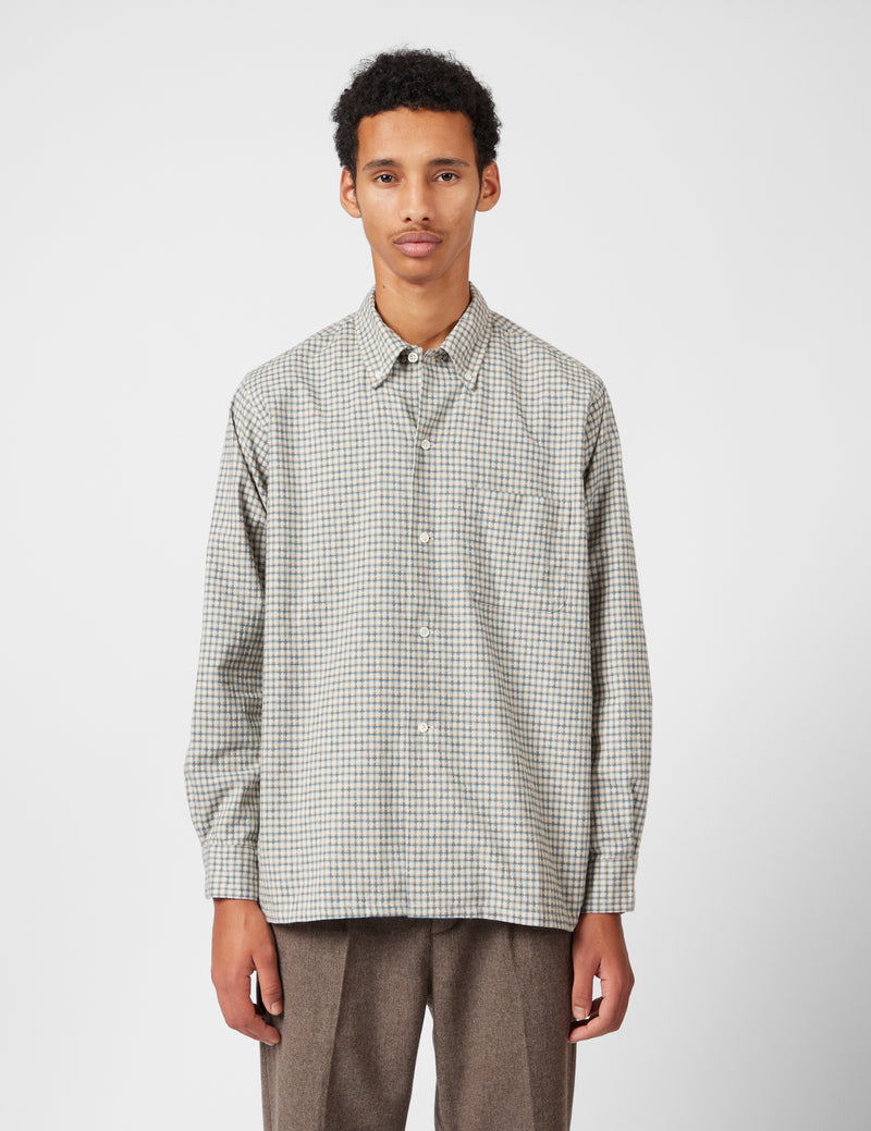 Beams Plus Open B.D. Dobby Plaid Shirt - White