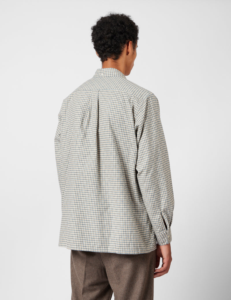 Beams Plus Open B.D. Dobby Plaid Shirt - White