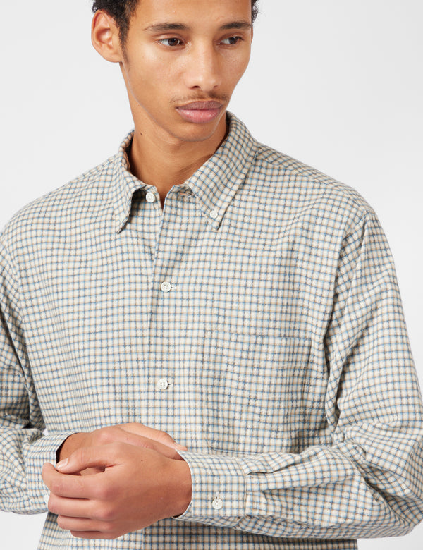 Beams Plus Open B.D. Dobby Plaid Shirt - White