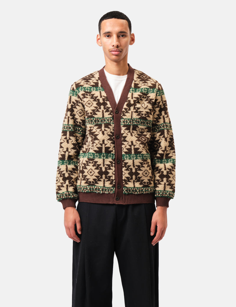 Beams Plus Cardigan Boa (Jacquard) - Brown