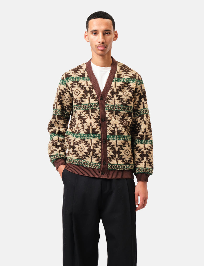 Beams Plus Cardigan Boa (Jacquard) - Brown